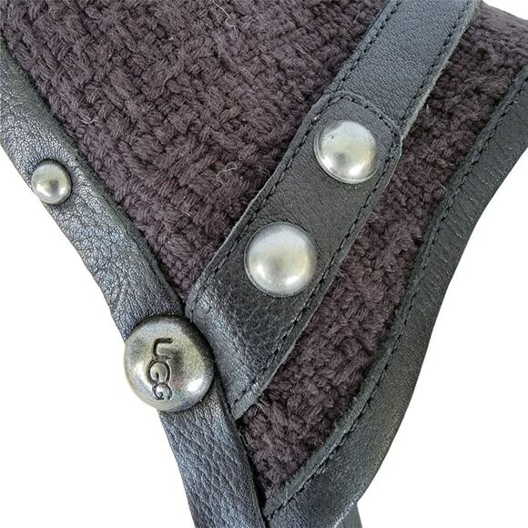 UGG Textile and Leather Slip On Wooden Heel Clogs Womens Size 9 Black - Picture 10 of 15